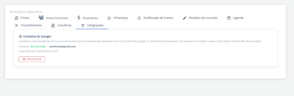 Cadastro de paciente no UziOdonto sincronizado com Google Contatos