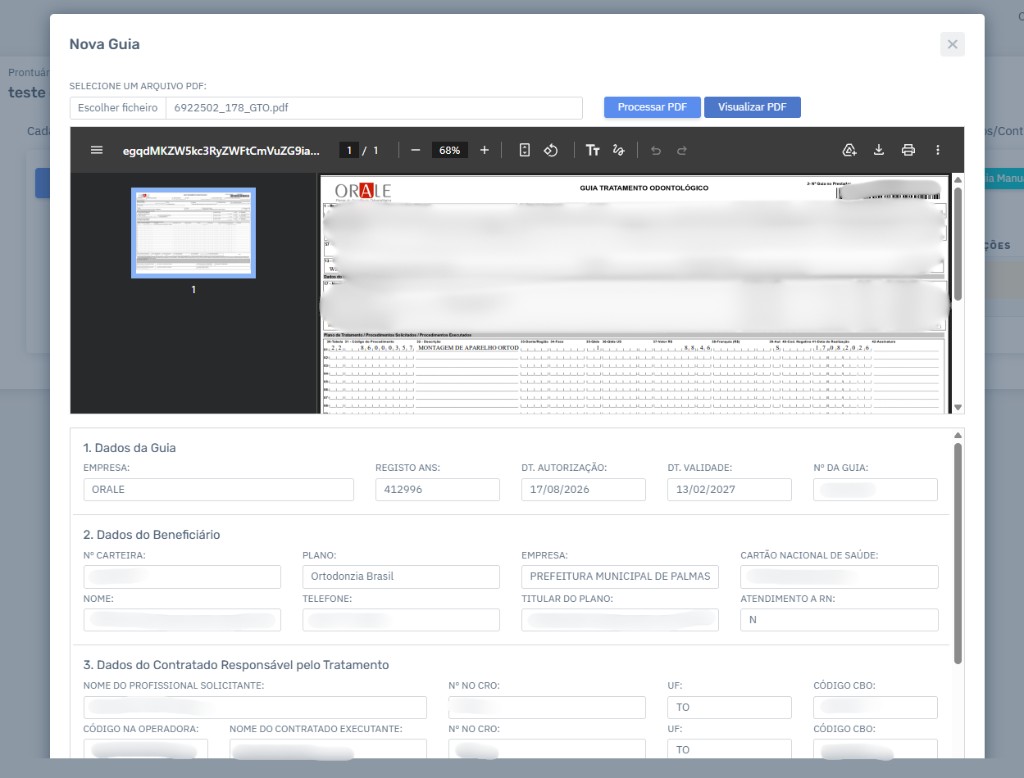 Organização automática de guias a partir do PDF da guia